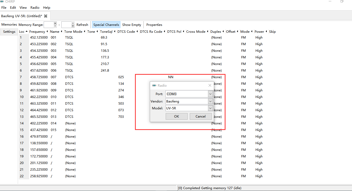 chirp programming file for the chirp programming file for the